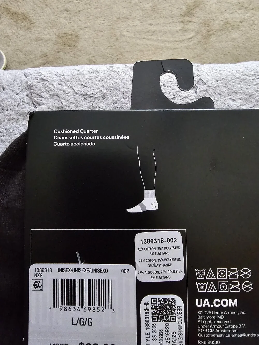 Under Armour Mens Performance Training Cotton Cushioned Quarter Socks -SZ 8.5-13